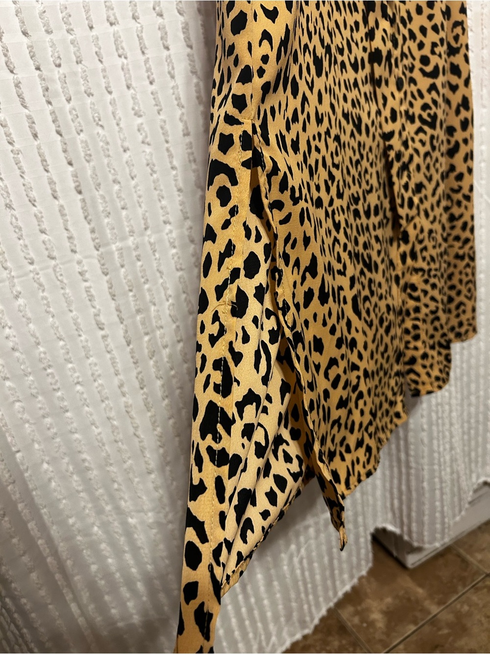 Leopard Print Women’s Small Button Front Tie-Waist Maxi Shirt Dress - Picture 6 of 10